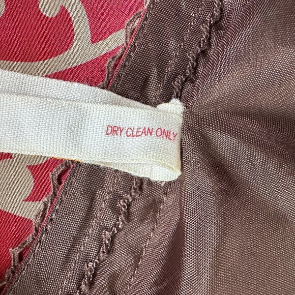 Anthroplogie Maeve Womens 6 Dress Silk Floral Flutter Sleeve Red Tan Cocktail - Picture 8 of 8